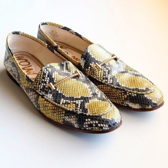 Sam Edelman Lior Yellow Snakeskin Leather Horse-bit Loafers, Slip On Shoes Sz. 8 - Picture 4 of 16
